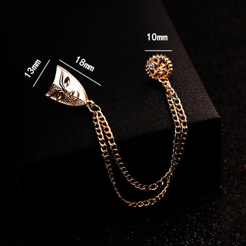 Men's Mysterious Mask Tassel Brooch - Image 5