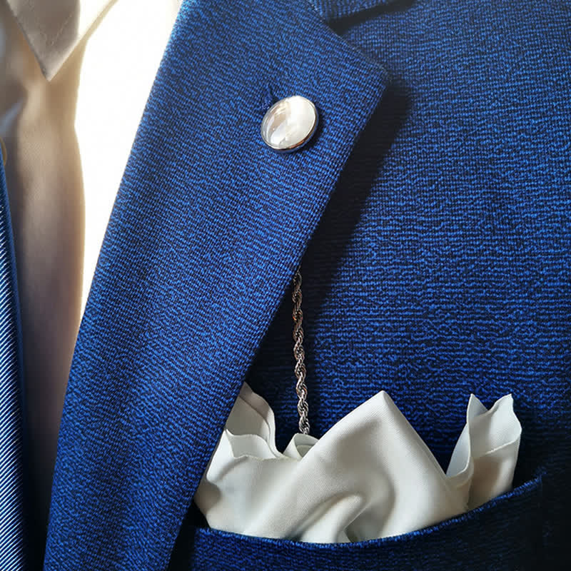 Men's Natural Seashell Lapel Chain Suit Brooch with Hanging Chain - Image 2