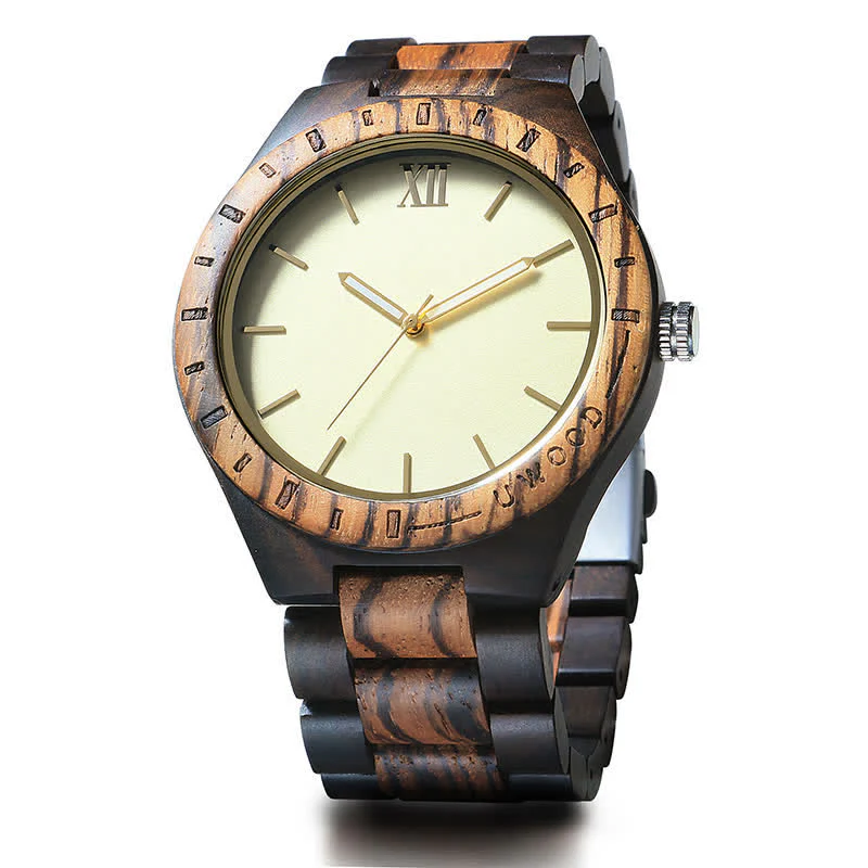 Men's Natural Walnut Zebra Wood Quartz Wooden Watch - Image 10
