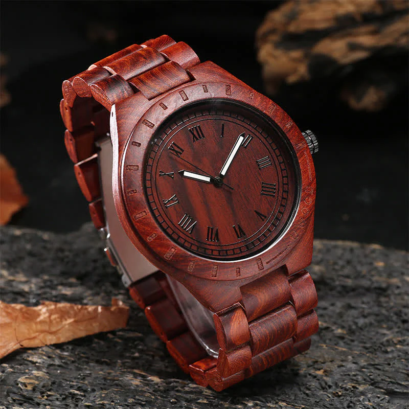 Men's Natural Walnut Zebra Wood Quartz Wooden Watch - Image 12
