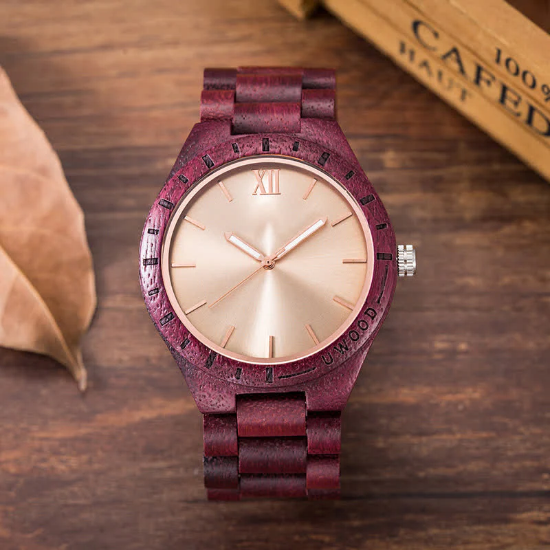 Men's Natural Walnut Zebra Wood Quartz Wooden Watch - Image 13