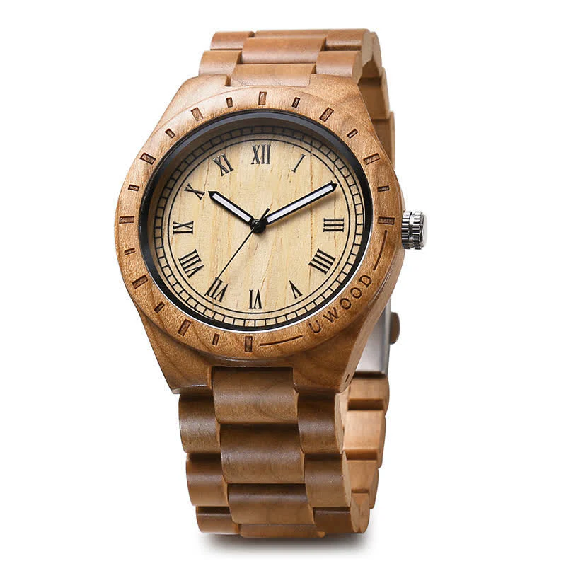 Men's Natural Walnut Zebra Wood Quartz Wooden Watch - Image 14