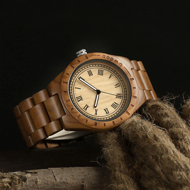 Men's Natural Walnut Zebra Wood Quartz Wooden Watch - Image 15