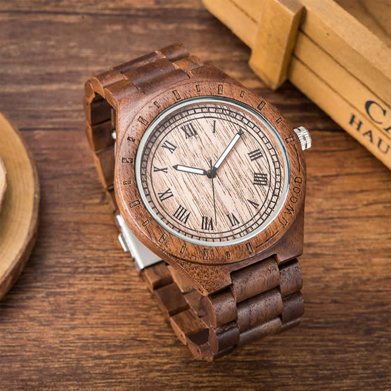 Men's Natural Walnut Zebra Wood Quartz Wooden Watch - Image 3