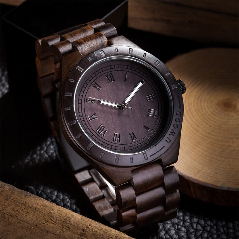 Men's Natural Walnut Zebra Wood Quartz Wooden Watch - Image 4