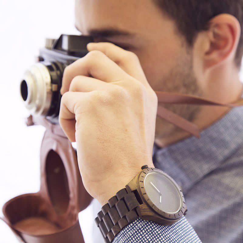 Men's Natural Walnut Zebra Wood Quartz Wooden Watch - Image 7