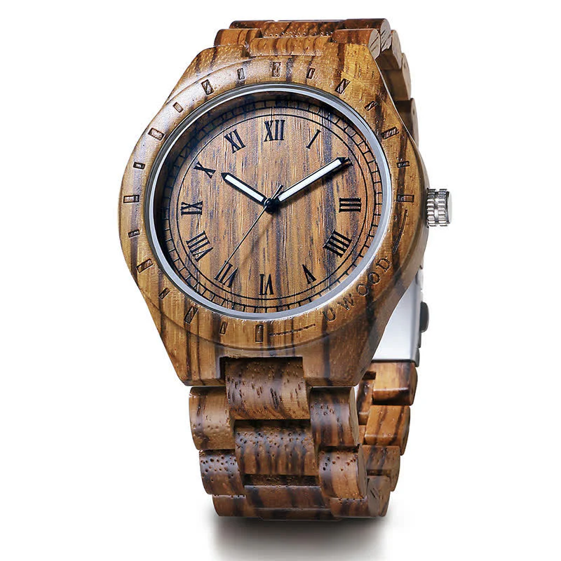 Men's Natural Walnut Zebra Wood Quartz Wooden Watch - Image 8