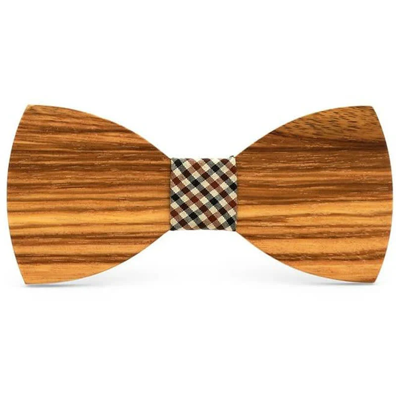Men's Natural Wood Grain Wooden Bow Tie - Image 2
