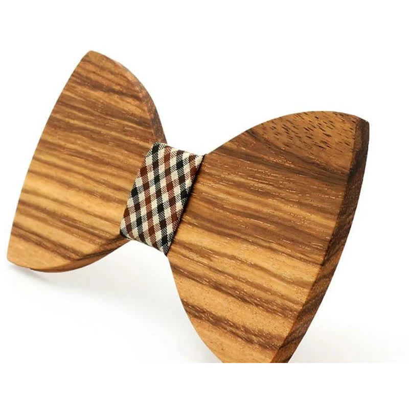 Men's Natural Wood Grain Wooden Bow Tie - Image 4