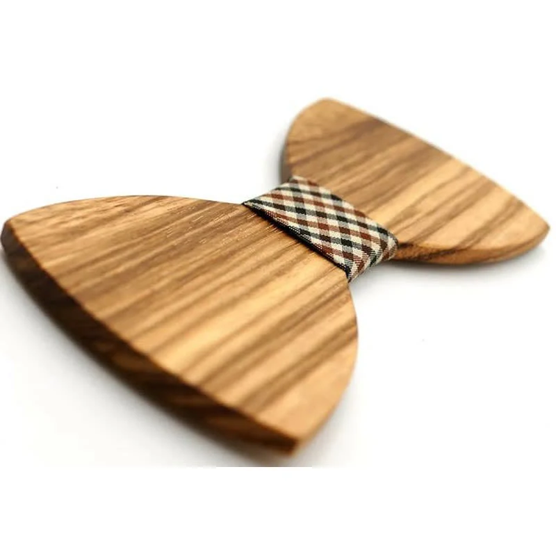 Men's Natural Wood Grain Wooden Bow Tie - Image 5