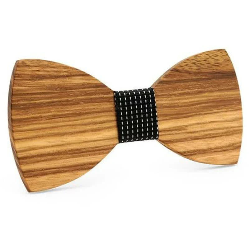 Men's Natural Wood Grain Wooden Bow Tie - Image 7