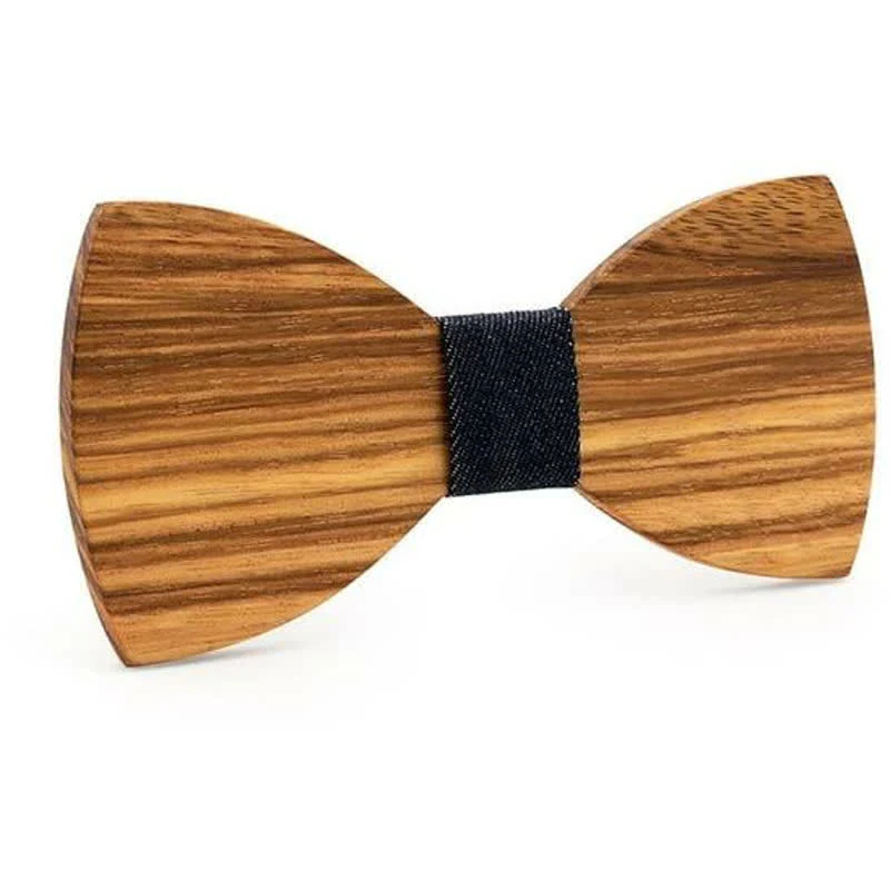 Men's Natural Wood Grain Wooden Bow Tie - Image 8