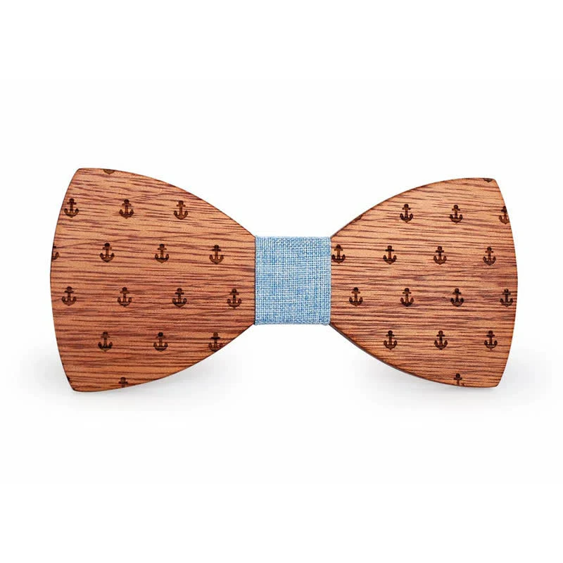 Men's Nautical Boat Anchor Wooden Bow Tie - Image 2
