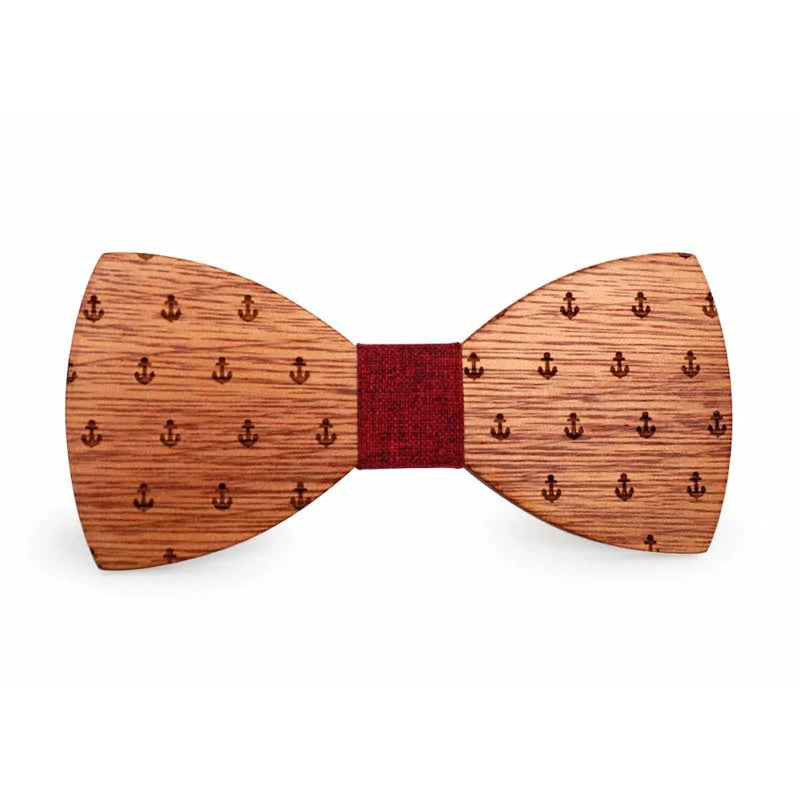 Men's Nautical Boat Anchor Wooden Bow Tie - Image 4