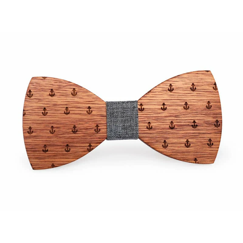 Men's Nautical Boat Anchor Wooden Bow Tie - Image 6
