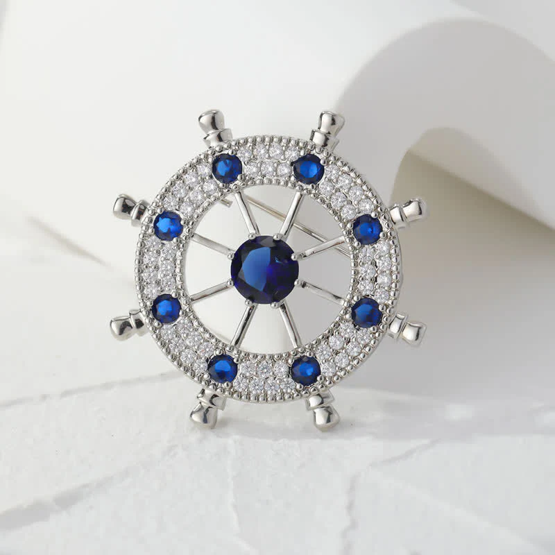 Men's Nautical Ship Rudder Brooch - Image 3