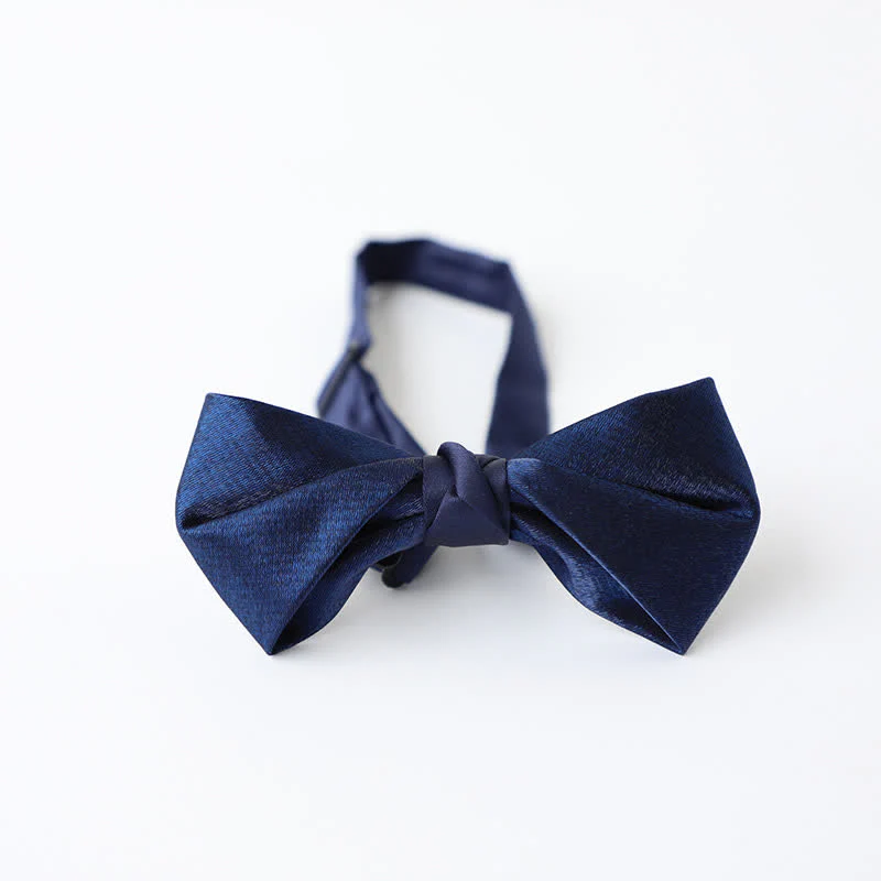 Men's Navy Blue Plain Color Bow Tie - Image 12