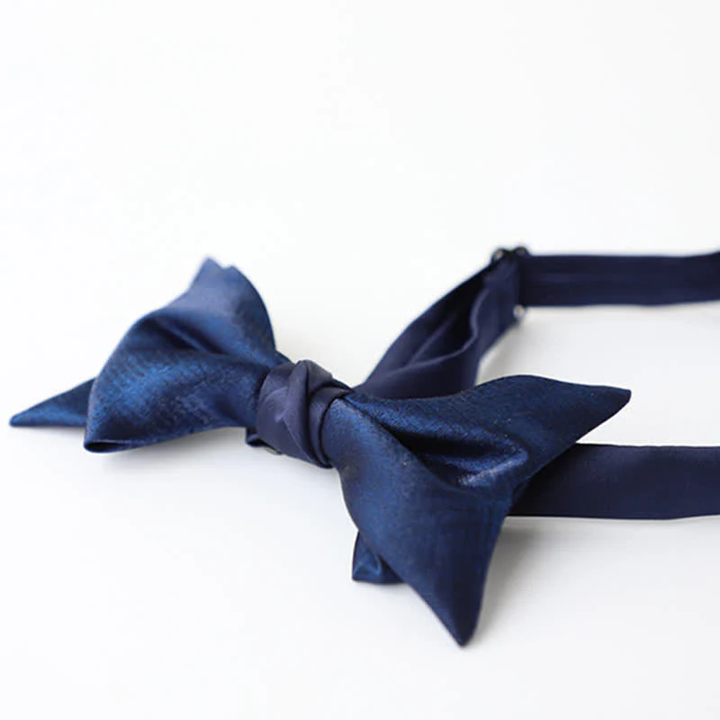 Men's Navy Blue Plain Color Bow Tie - Image 15