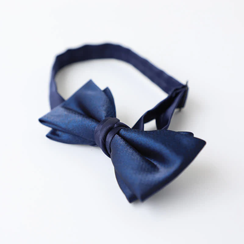 Men's Navy Blue Plain Color Bow Tie - Image 17