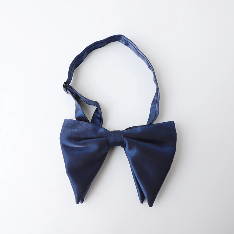 Men's Navy Blue Plain Color Bow Tie - Image 18