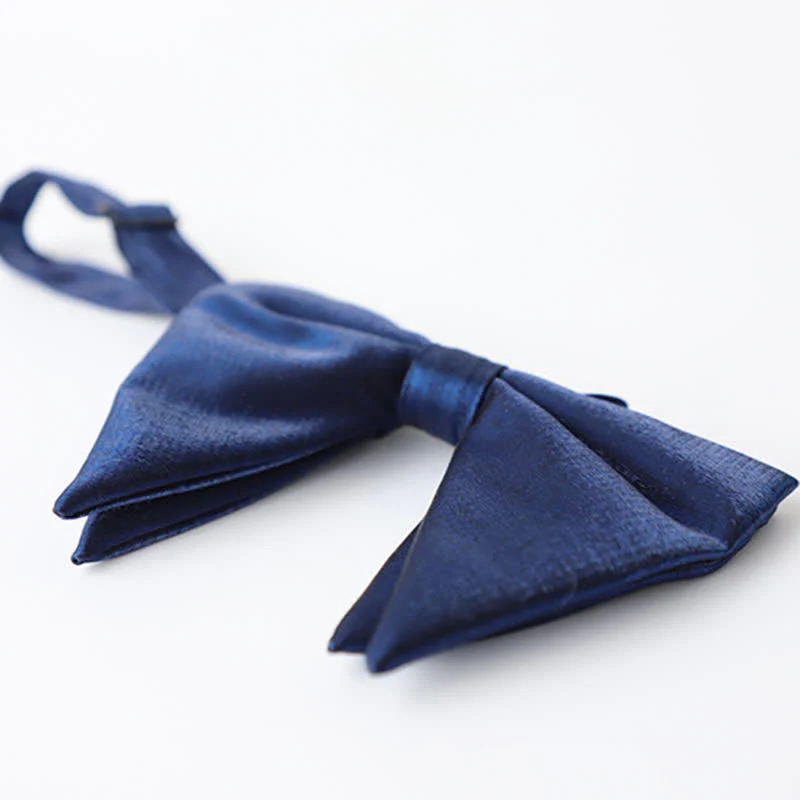 Men's Navy Blue Plain Color Bow Tie - Image 19