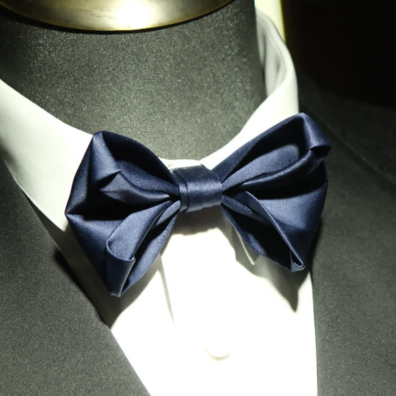 Men's Navy Blue Unique Shaped Wedding Bow Tie - Image 2