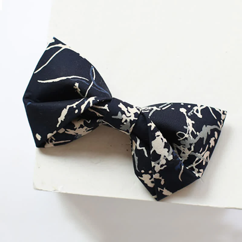 Men's Navy Blue & White Graffiti Bow Tie - Image 5