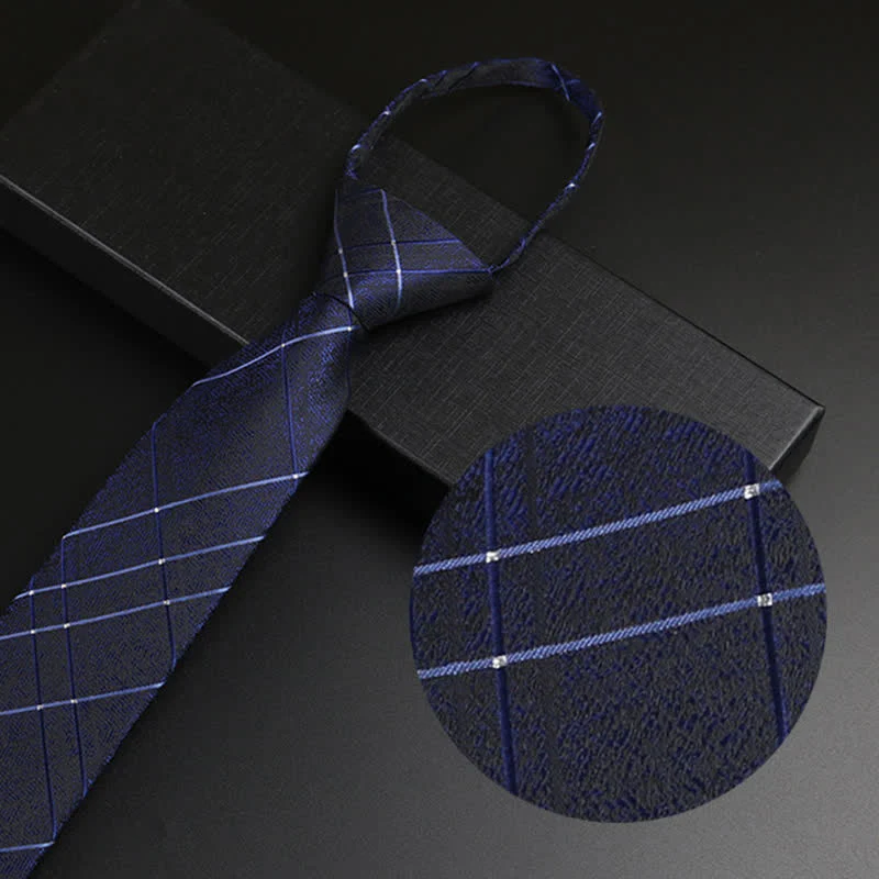 Men's Navy Blue Zipper Tie Formal Necktie - Image 2