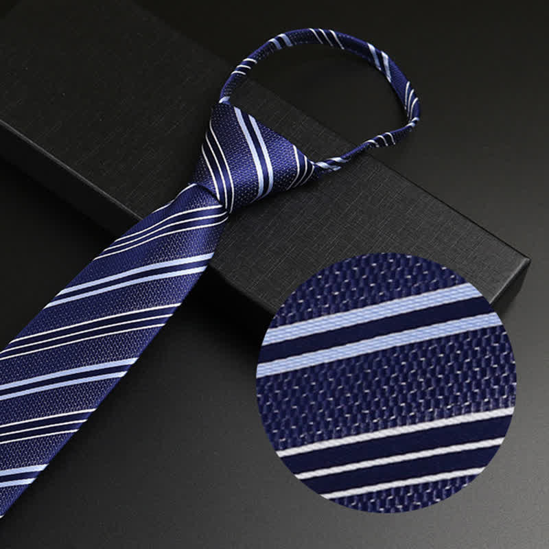 Men's Navy Blue Zipper Tie Formal Necktie - Image 3