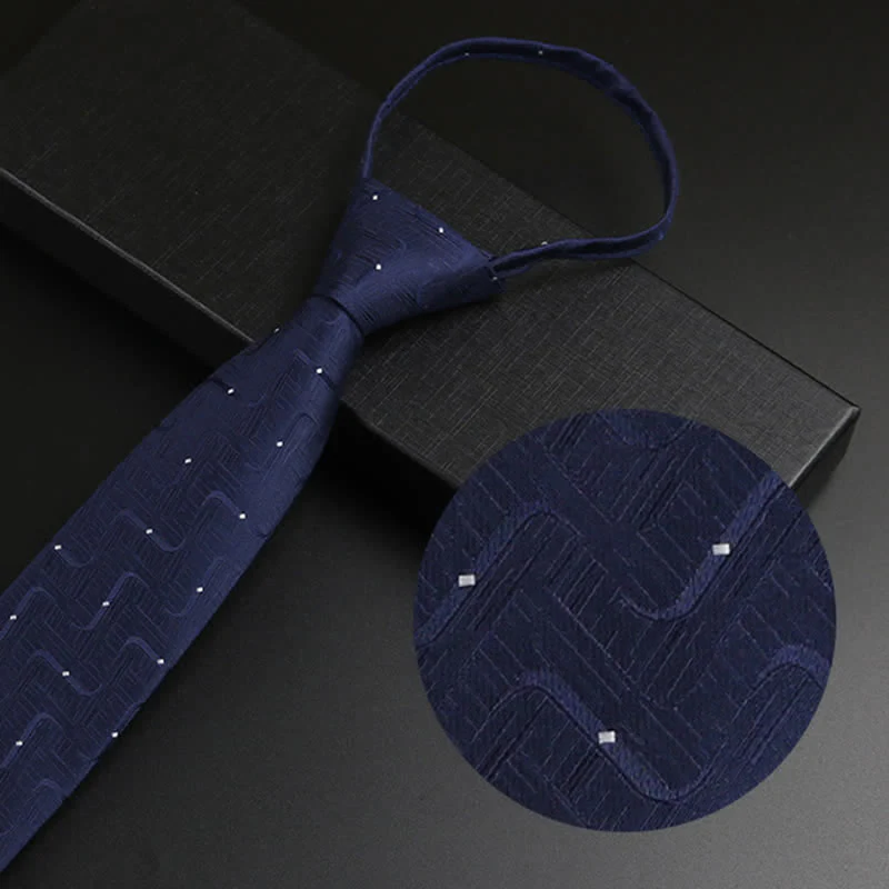 Men's Navy Blue Zipper Tie Formal Necktie - Image 4
