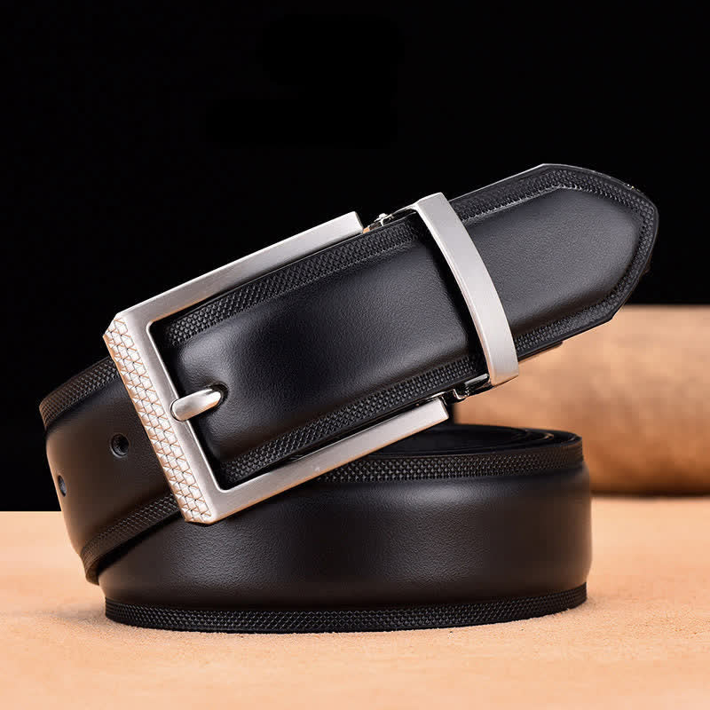 Men's Noble Black and Silver Buckle Leather Belt - Image 12