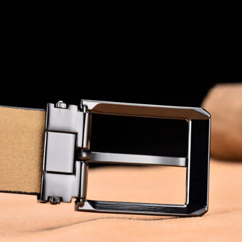 Men's Noble Black and Silver Buckle Leather Belt - Image 3
