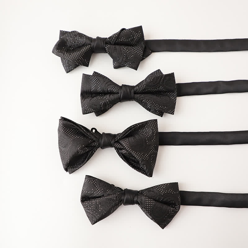Men's Noble Black Micro Pattern Bow Tie - Image 2