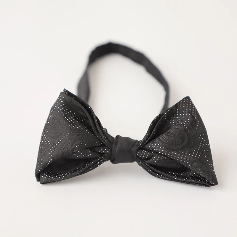 Men's Noble Black Micro Pattern Bow Tie - Image 3