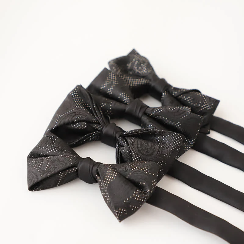 Men's Noble Black Micro Pattern Bow Tie - Image 4