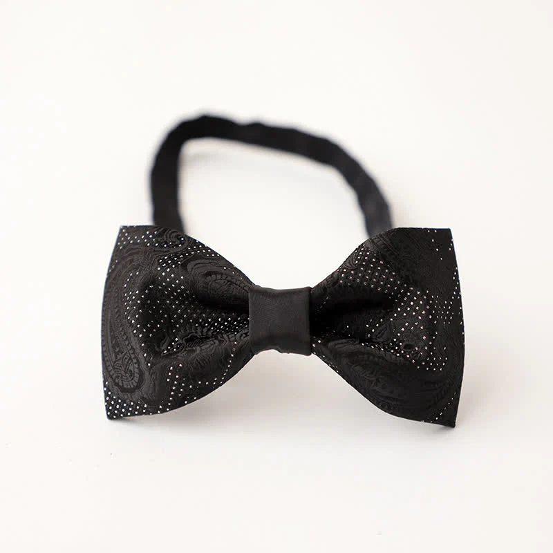 Men's Noble Black Micro Pattern Bow Tie - Image 5
