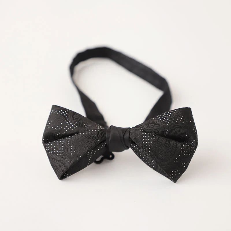 Men's Noble Black Micro Pattern Bow Tie - Image 6