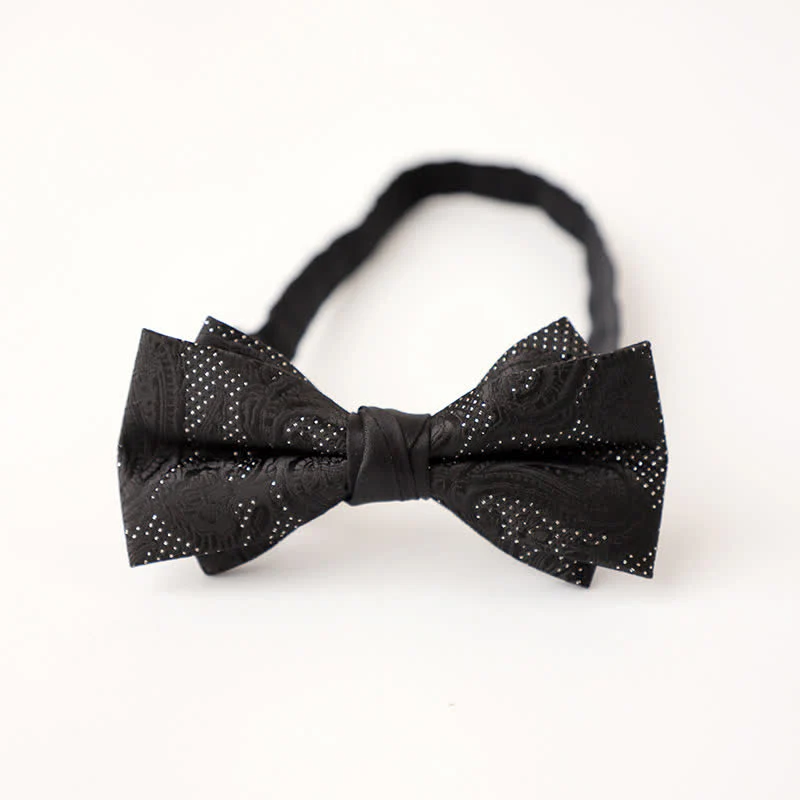 Men's Noble Black Micro Pattern Bow Tie - Image 7