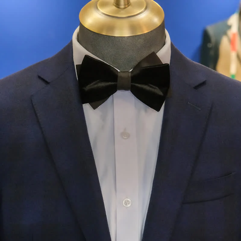Men's Noble Black Velvet Double Layered Bow Tie - Image 2