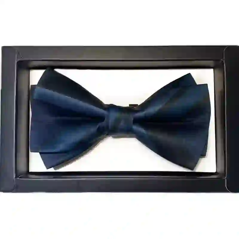 Men's Noble Navy SteelBlue Striped Pattern Bow Tie - Image 10