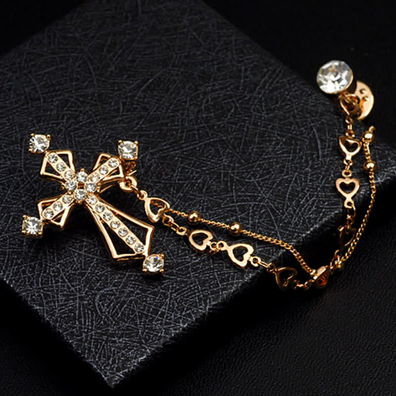 Men's Noble Tassels Cross Rhinestone Brooch - Image 2