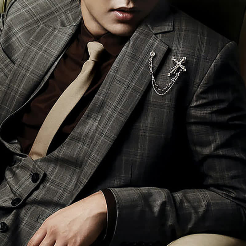 Men's Noble Tassels Cross Rhinestone Brooch - Image 3
