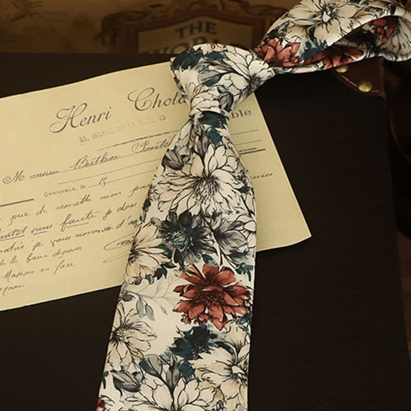 Men's Nostalgic Blossoms Art Peony Necktie - Image 2
