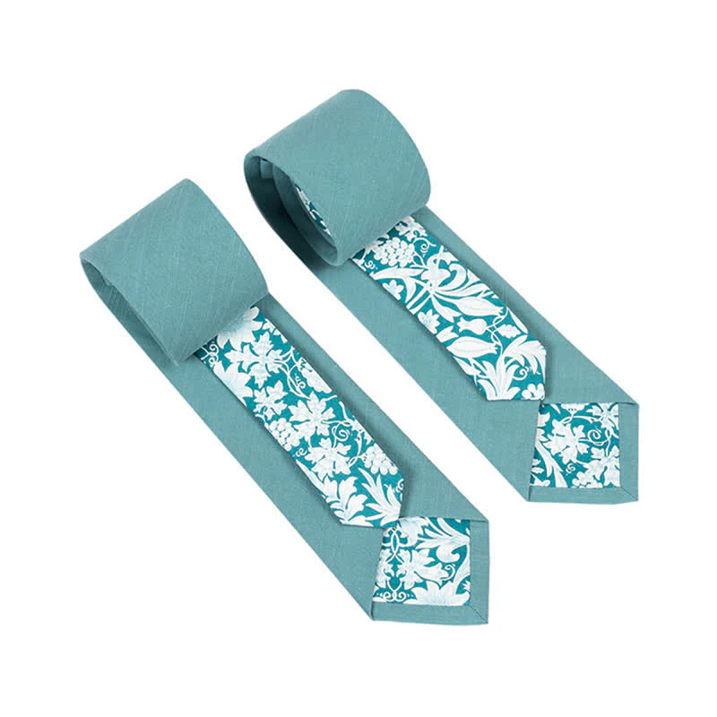 Men's Novel Plaid Floral Patchwork Necktie - Image 14