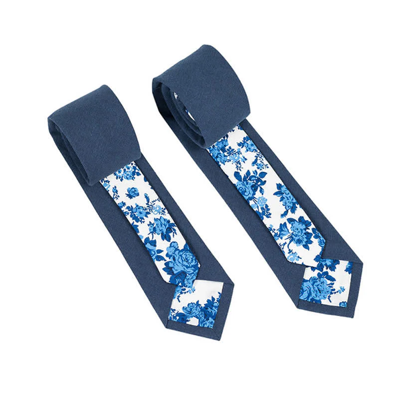 Men's Novel Plaid Floral Patchwork Necktie - Image 15