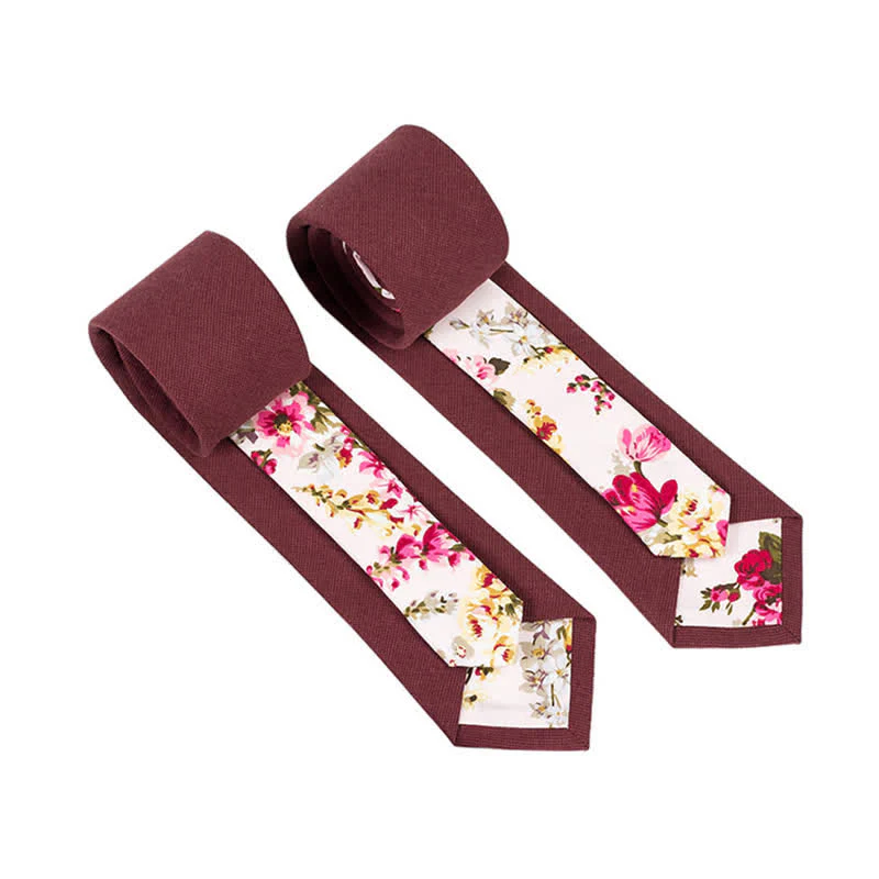 Men's Novel Plaid Floral Patchwork Necktie - Image 19