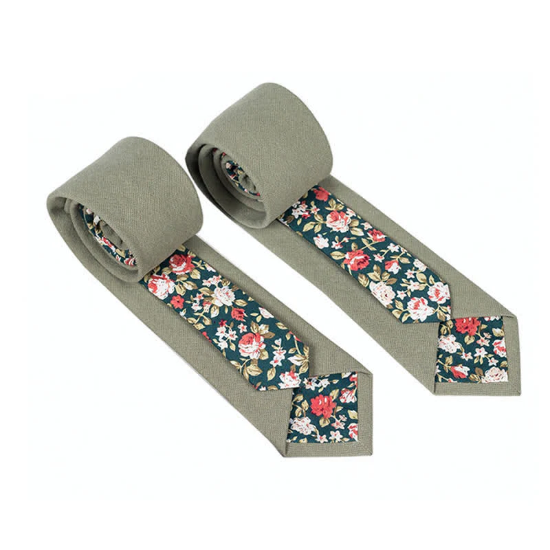 Men's Novel Plaid Floral Patchwork Necktie - Image 2