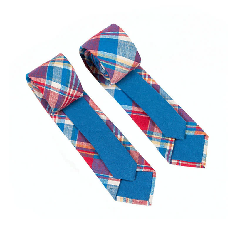 Men's Novel Plaid Floral Patchwork Necktie - Image 35