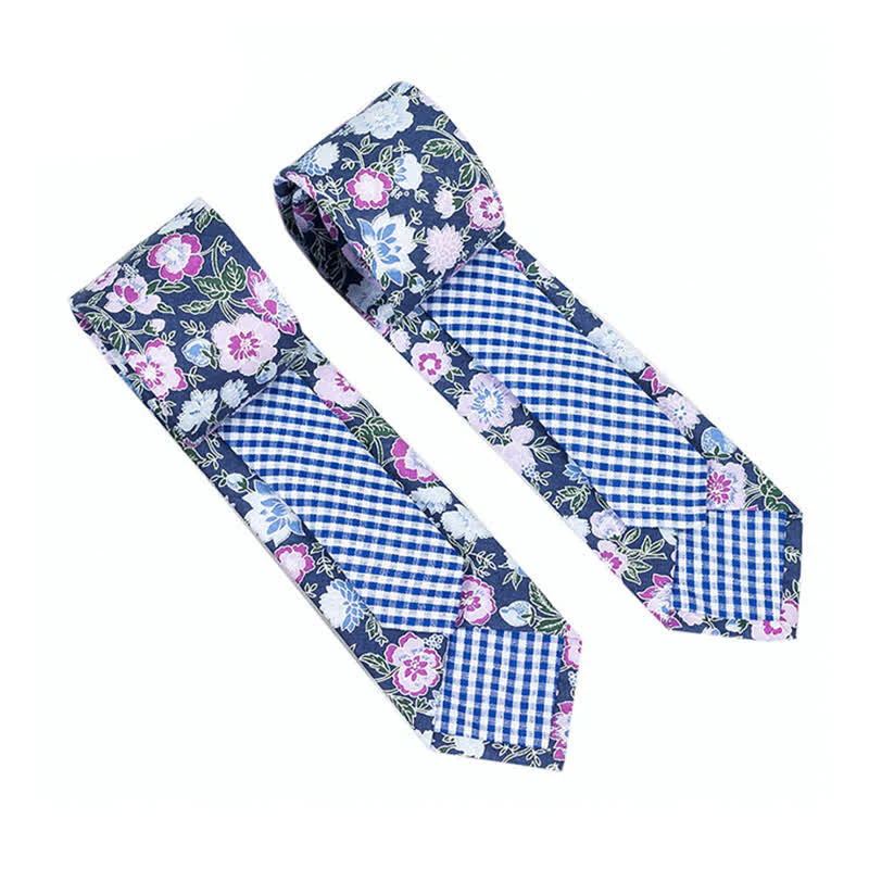 Men's Novel Plaid Floral Patchwork Necktie - Image 37