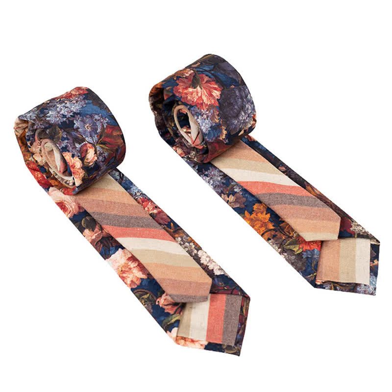 Men's Novel Plaid Floral Patchwork Necktie - Image 38